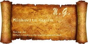 Miskovits Gyula névjegykártya